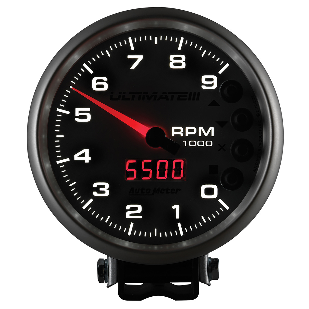 5" Tachometer, 0-9000 Rpm, Pedestal, Ultimate Iii Playback, Silver