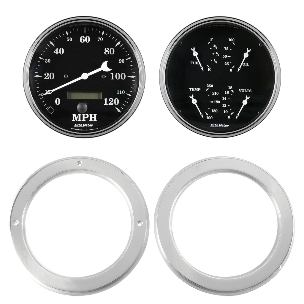 2 Gauge Direct Fit Dash Kit, Chevy Truck 54-55, 2 Gauge,  Old Tyme Black