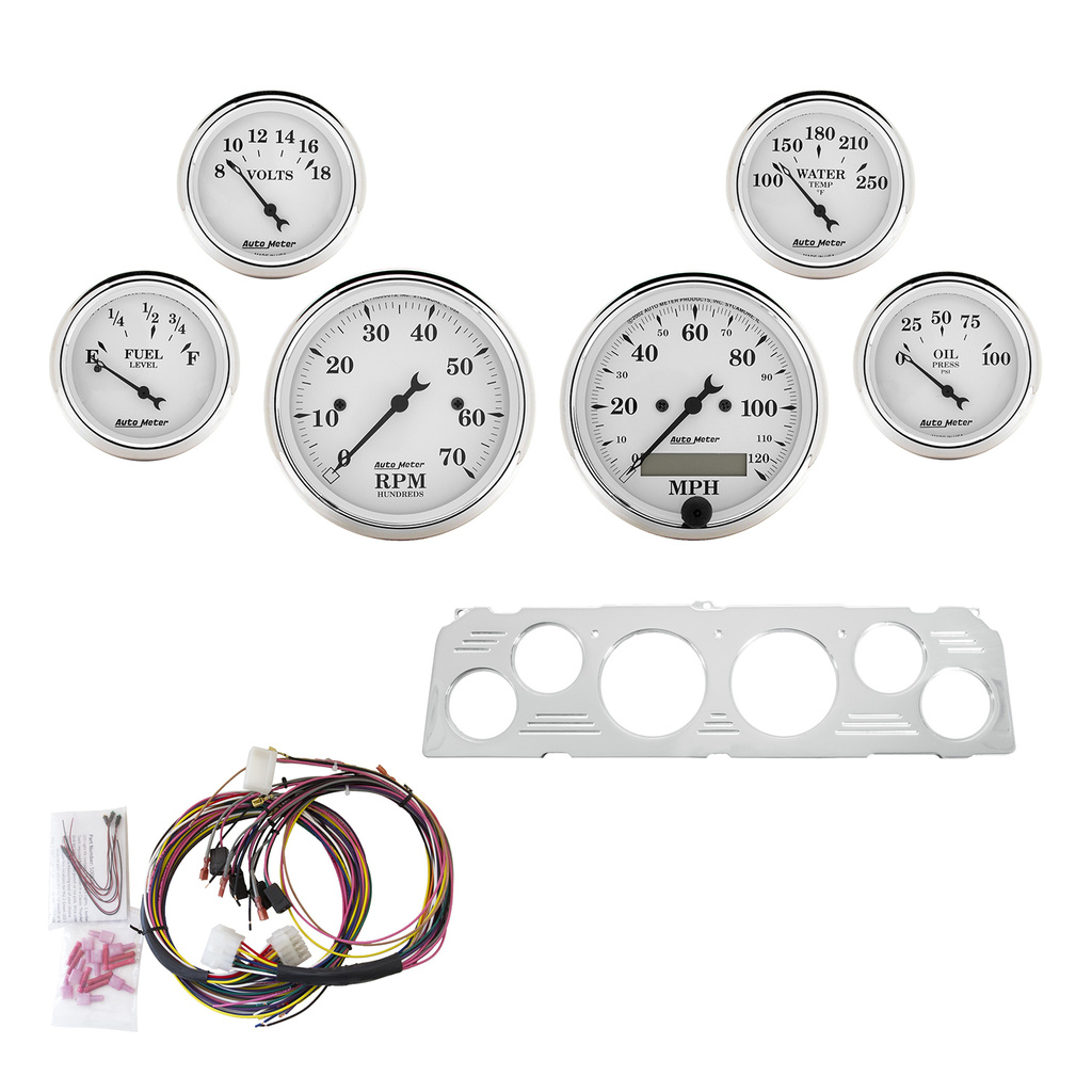 6 Gauge Direct-Fit Dash Kit, Chevy Truck 64-66, Old Tyme White