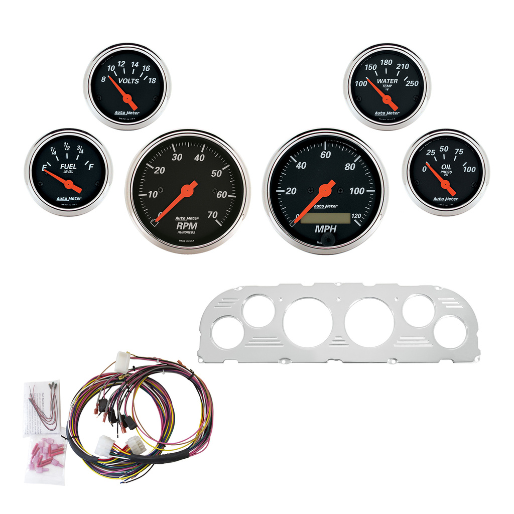 6 Gauge Direct-Fit Dash Kit, Chevy Truck 60-63, Designer Black