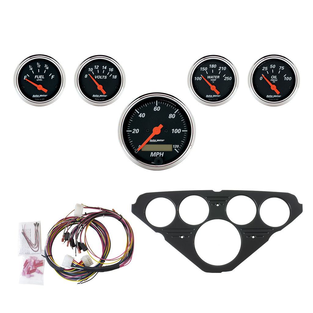 5 Gauge Direct-Fit Dash Kit, Chevy Truck 55-59, Designer Black