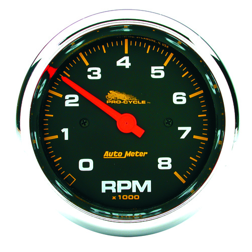 3-3/4" Tachometer, 0-8,000 Rpm, Black, Pro-Cycle