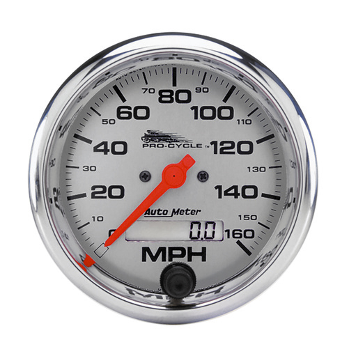 3-3/4" Speedometer, 0-160 Mph, Silver, Pro-Cycle