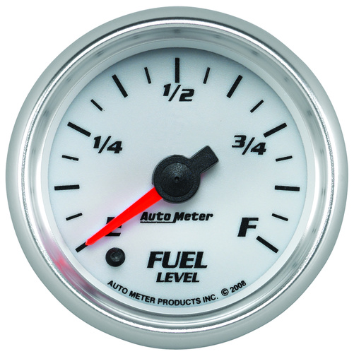 2-1/16" Fuel Level, Programmable 0-280 Ω, White, Pro-Cycle