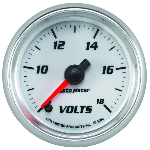 2-1/16" Voltmeter, 8-18v, White, Pro-Cycle