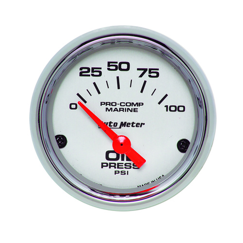 2-1/16" Oil Pressure, 0-100 Psi, Marine Chrome Ultra-Lite