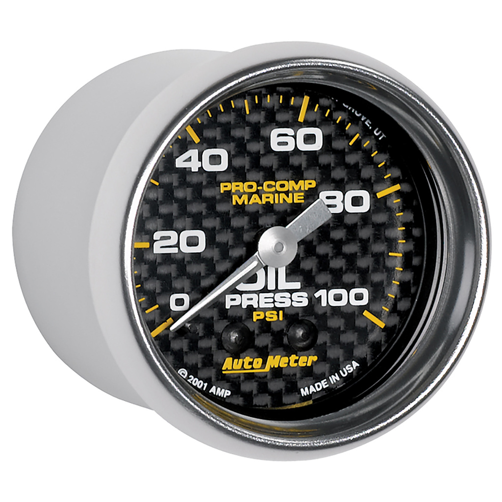 2-1/16" Oil Pressure, 0-100 Psi, Marine Carbon Fiber