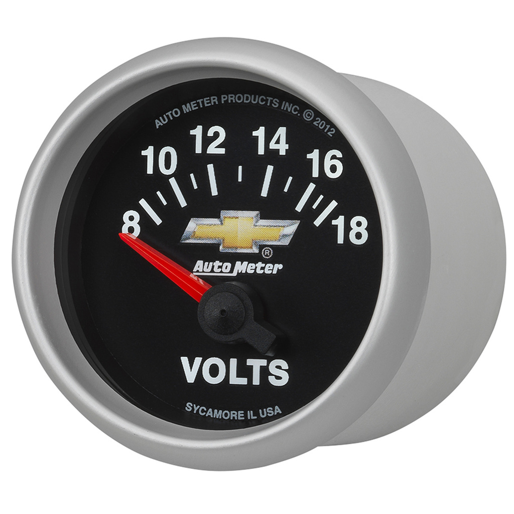 2-1/16" Voltmeter, 18v, Electric, Chevy Gold Bowtie