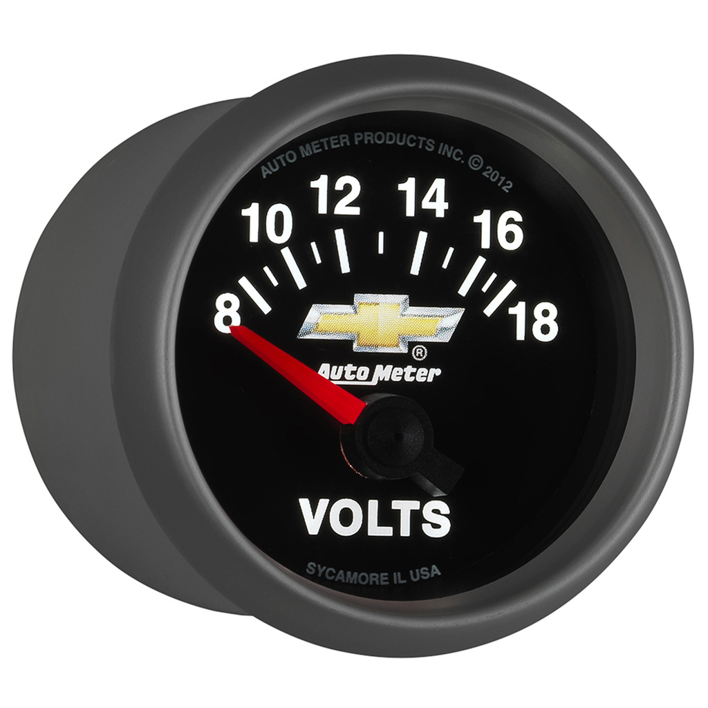 2-1/16" Voltmeter, 18v, Electric, Chevy Gold Bowtie