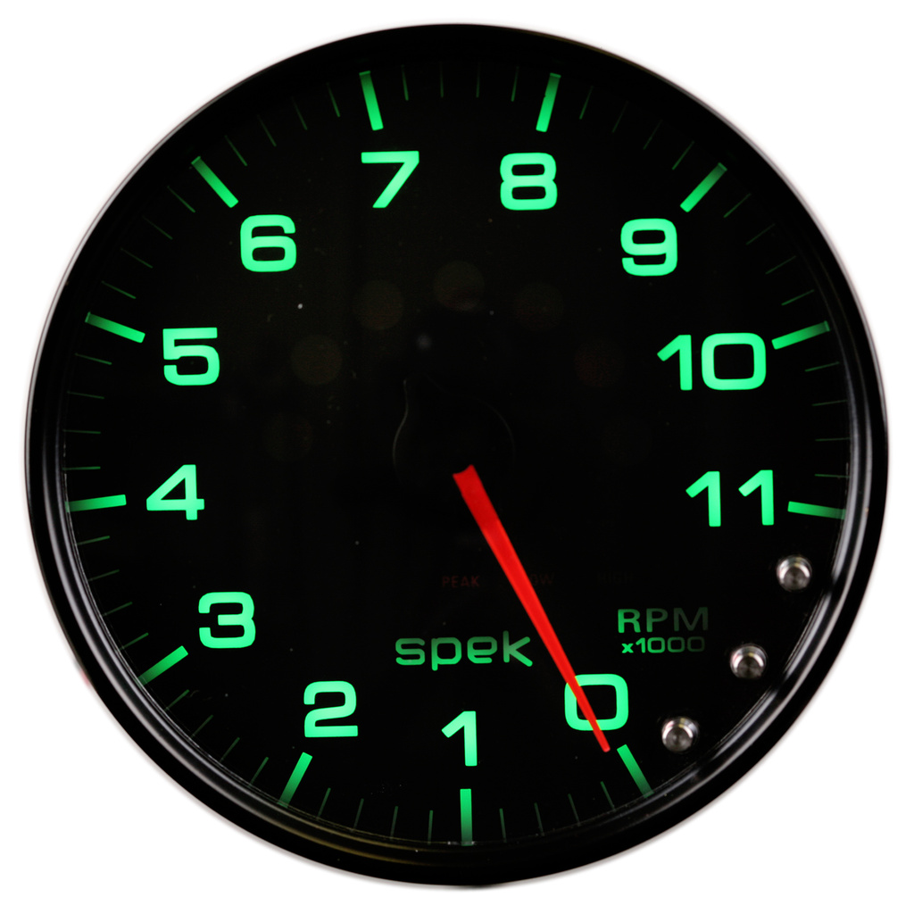 5" In-Dash Tachometer, 0-11,000 Rpm, Spek-Pro, Black/Black