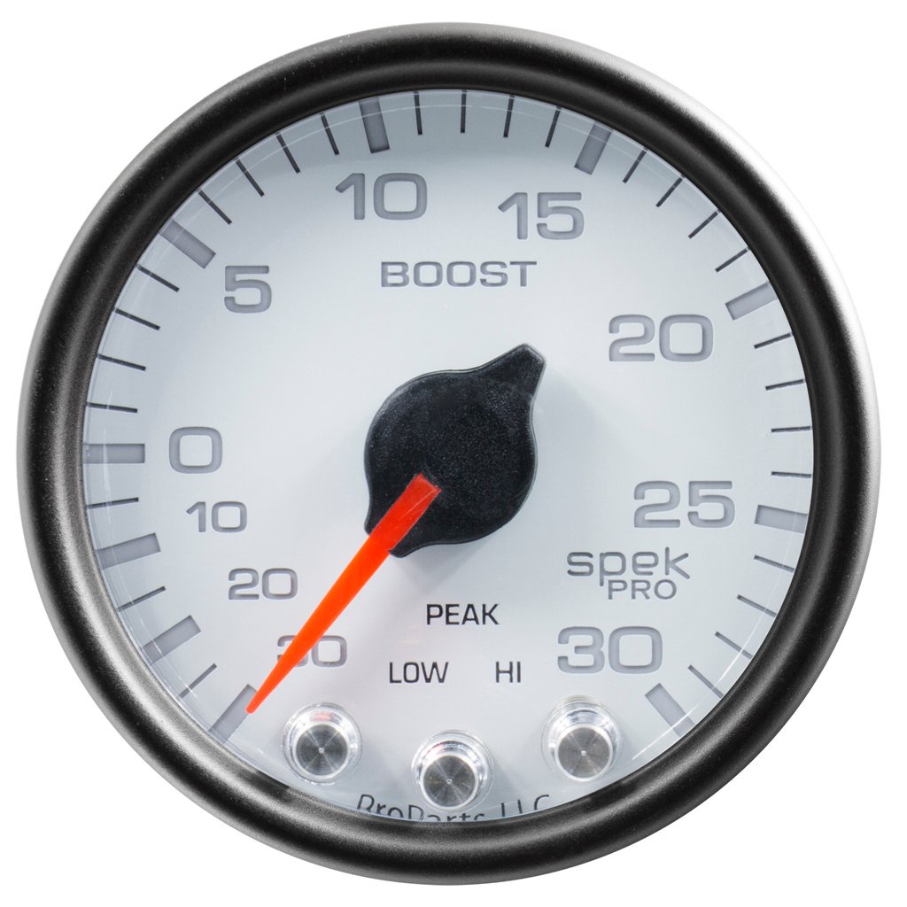2-1/16" Boost/Vacuum, 30 In Hg/30 Psi, Spek-Pro, White/Black