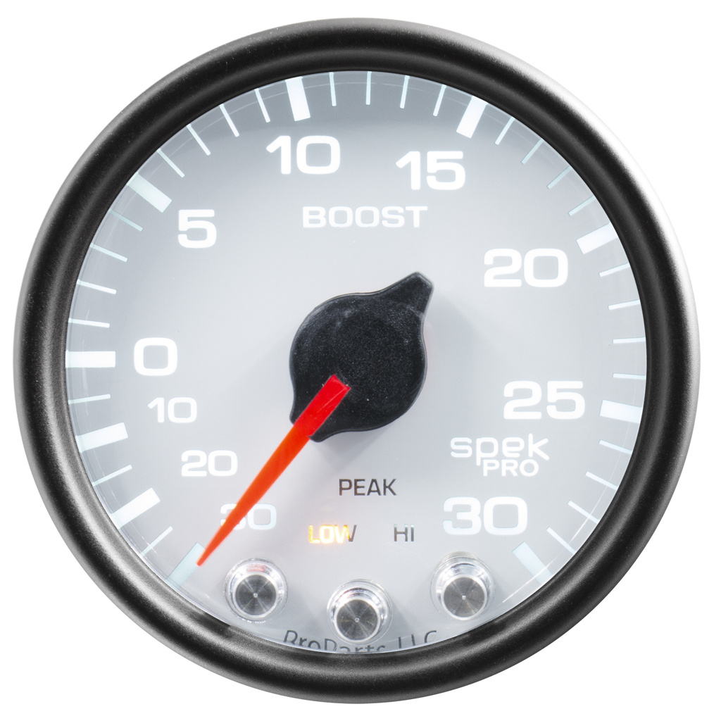 2-1/16" Boost/Vacuum, 30 In Hg/30 Psi, Spek-Pro, White/Black
