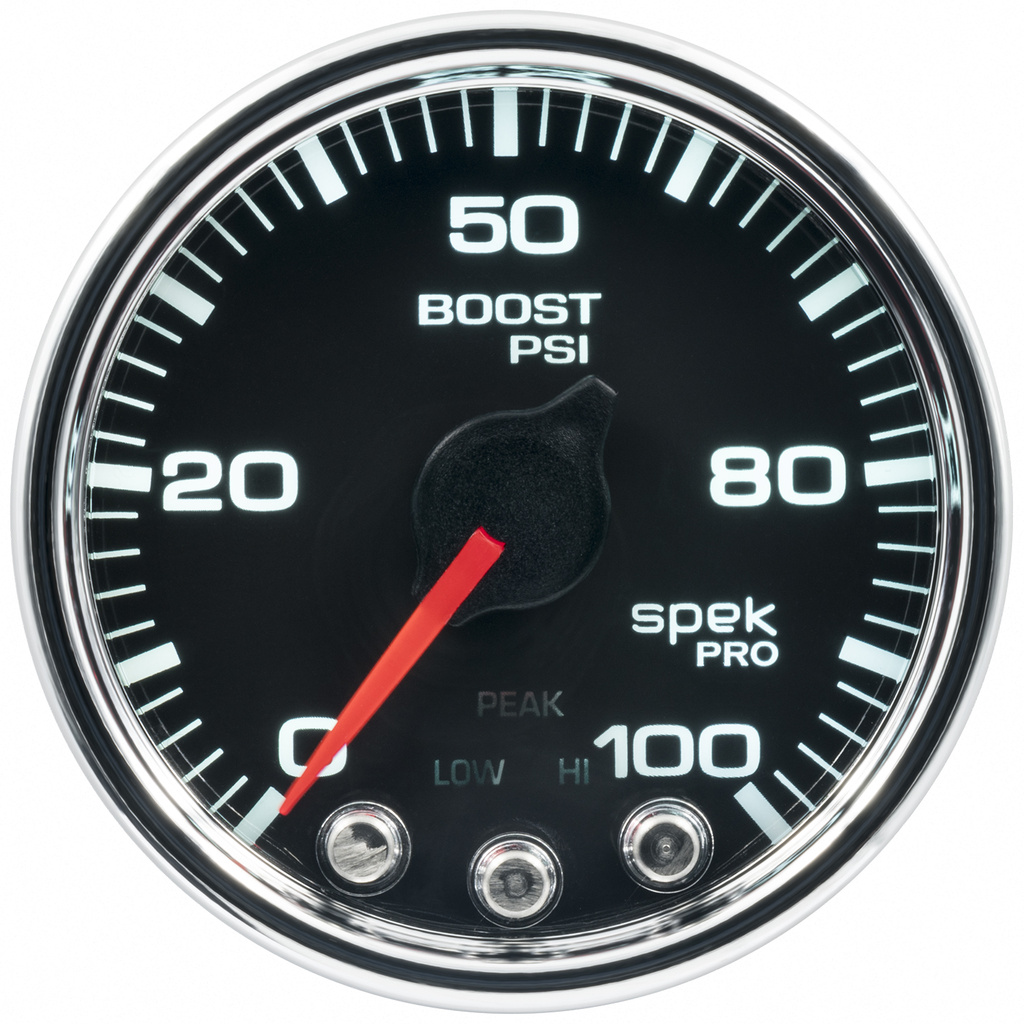 2-1/16" Boost, 0-100 Psi, Spek-Pro, Black/Chrome