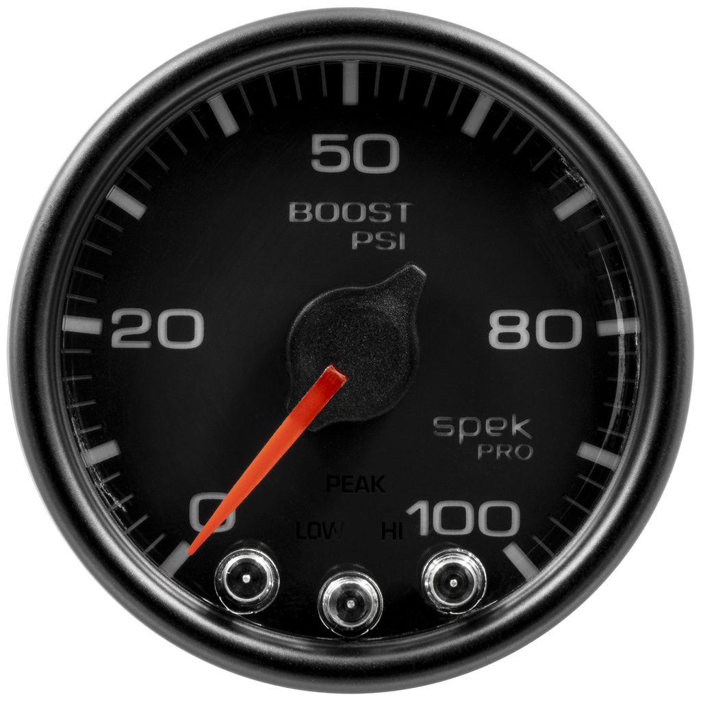 2-1/16" Boost, 0-100 Psi, Spek-Pro, Black/Black