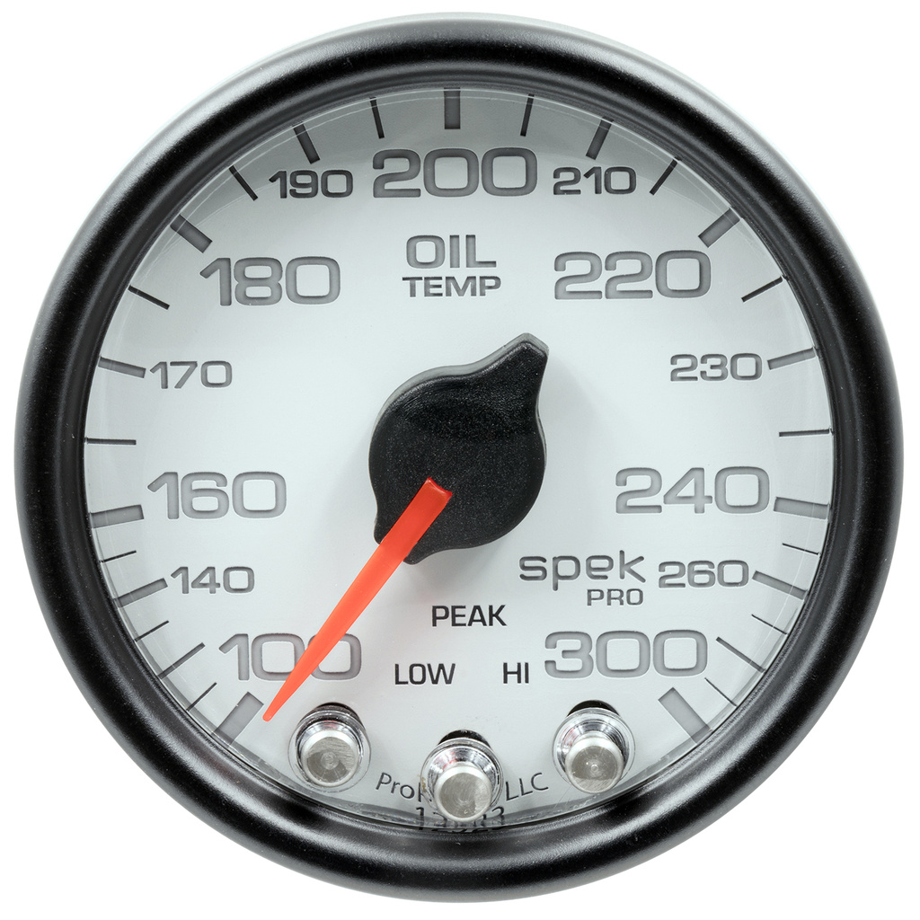 2-1/16" Oil Temperature, 100-300 °F, Spek-Pro, White/Black