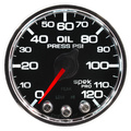2-1/16" Oil Pressure, 0-120 Psi, Spek-Pro, Black/Chrome