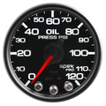 2-1/16" Oil Pressure, 0-120 Psi, Spek-Pro, Black/Black