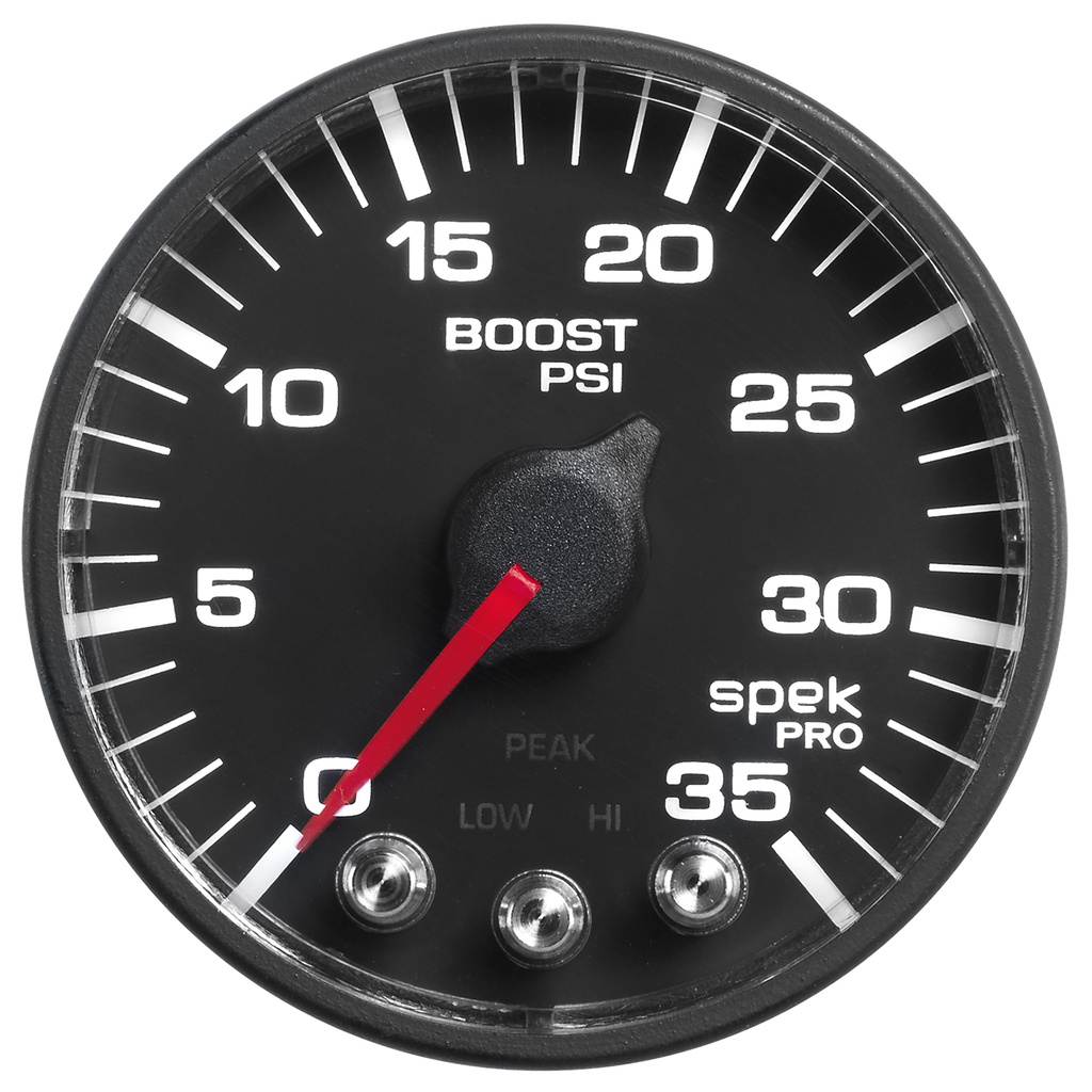 Pillar Kit, 0-35 Psi/2000 °F, 99-07 Ford Superduty, Spek-Pro, Black Dial, Black Bezel, Flat Antiglare Lens