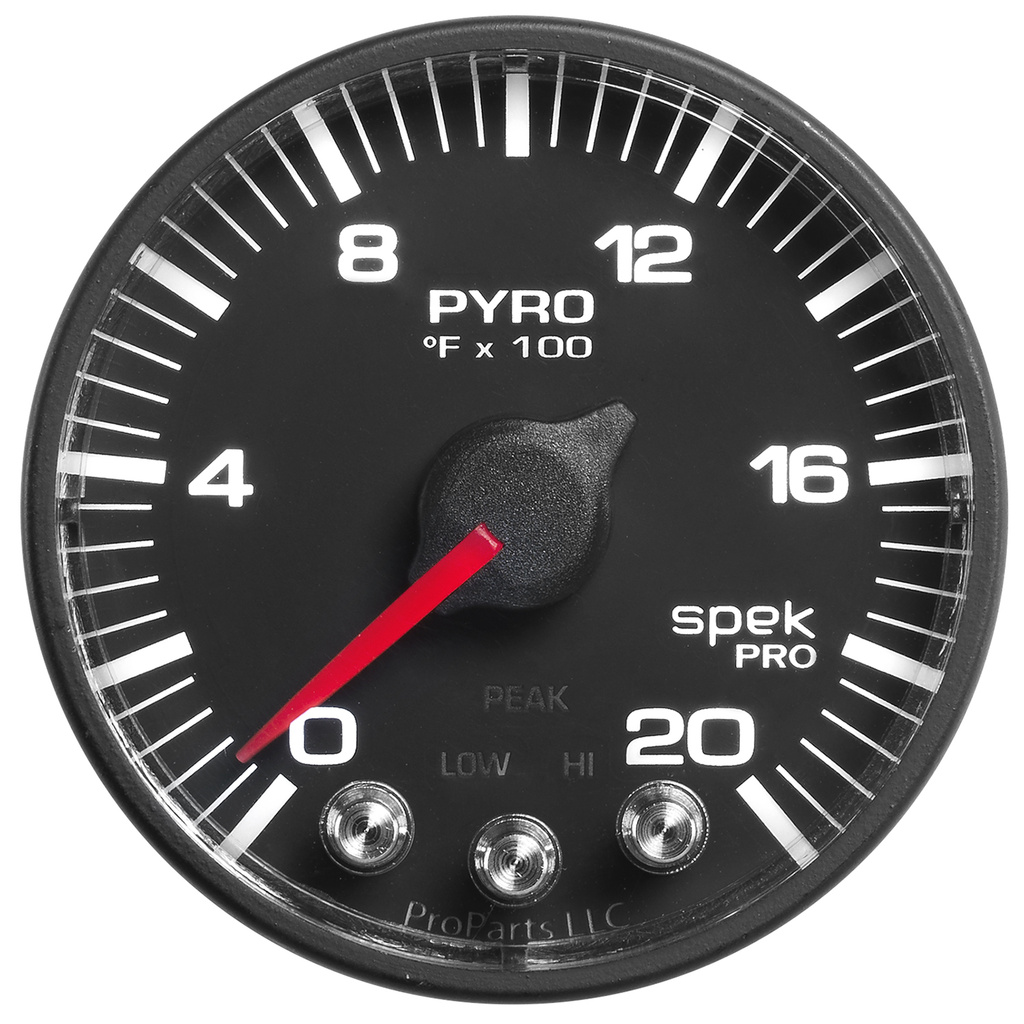 2-1/16" Pyrometer, 0-2000 °F, Spek-Pro, Black/Black