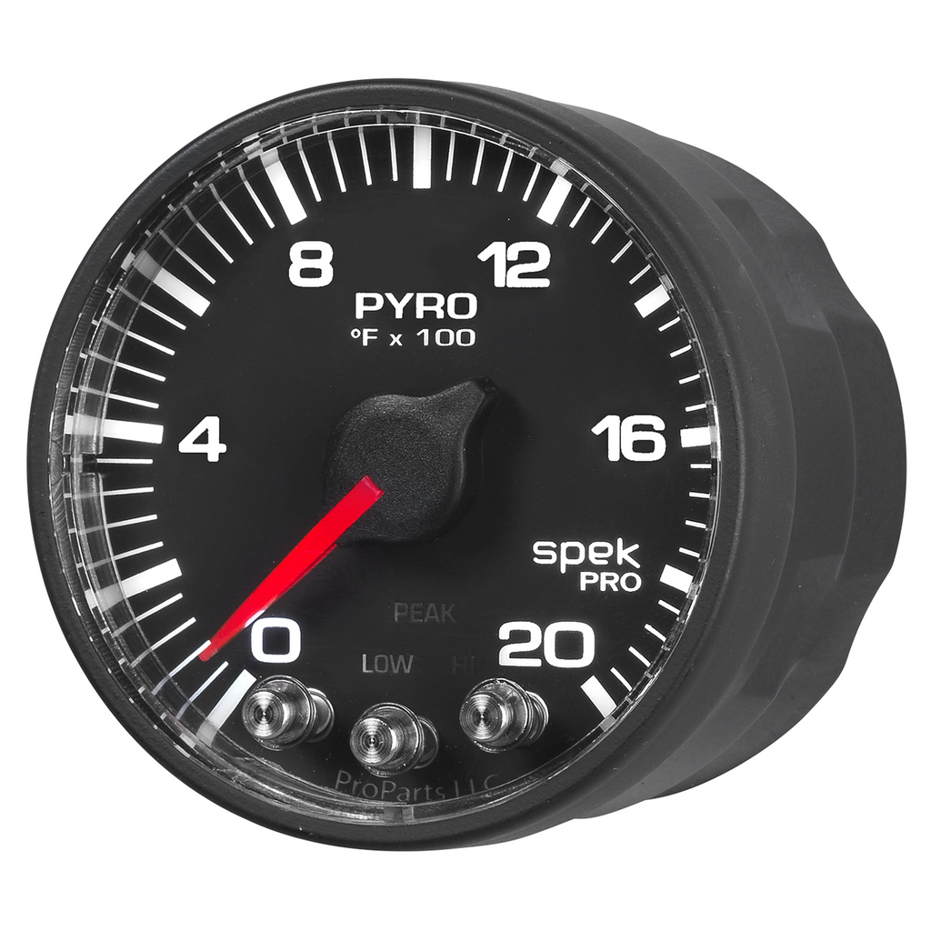 2-1/16" Pyrometer, 0-2000 °F, Spek-Pro, Black/Black