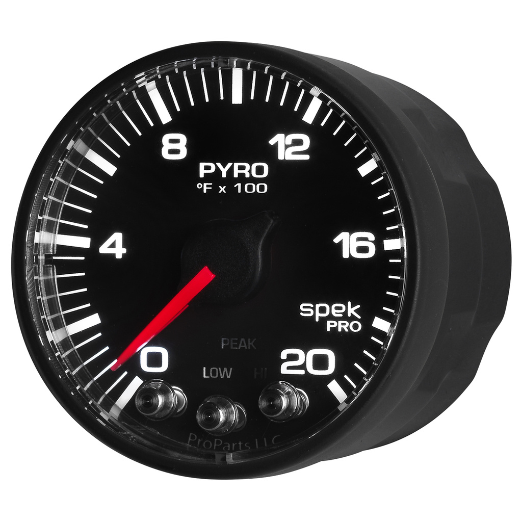 2-1/16" Pyrometer, 0-2000 °F, Spek-Pro, Black/Black