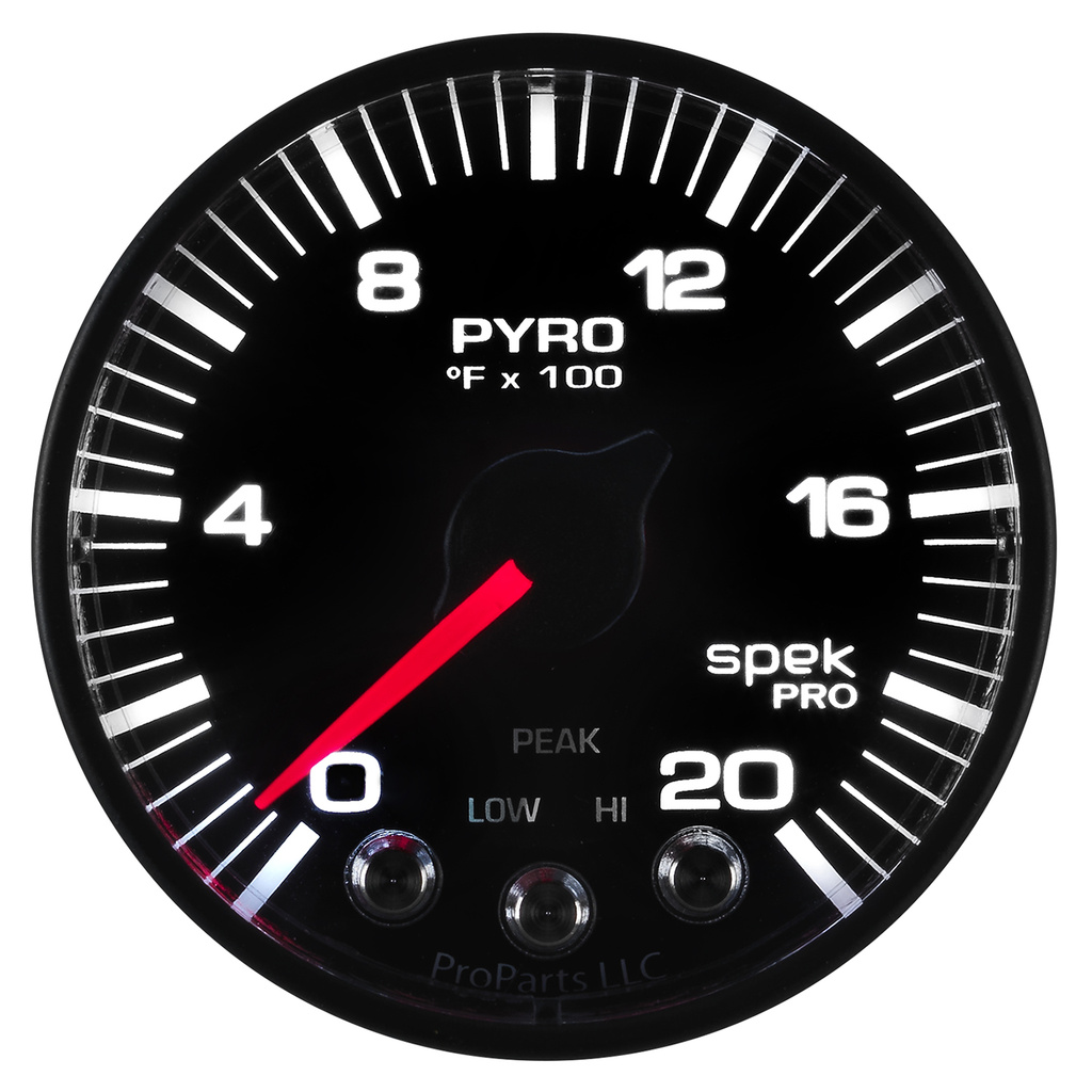 2-1/16" Pyrometer, 0-2000 °F, Spek-Pro, Black/Black