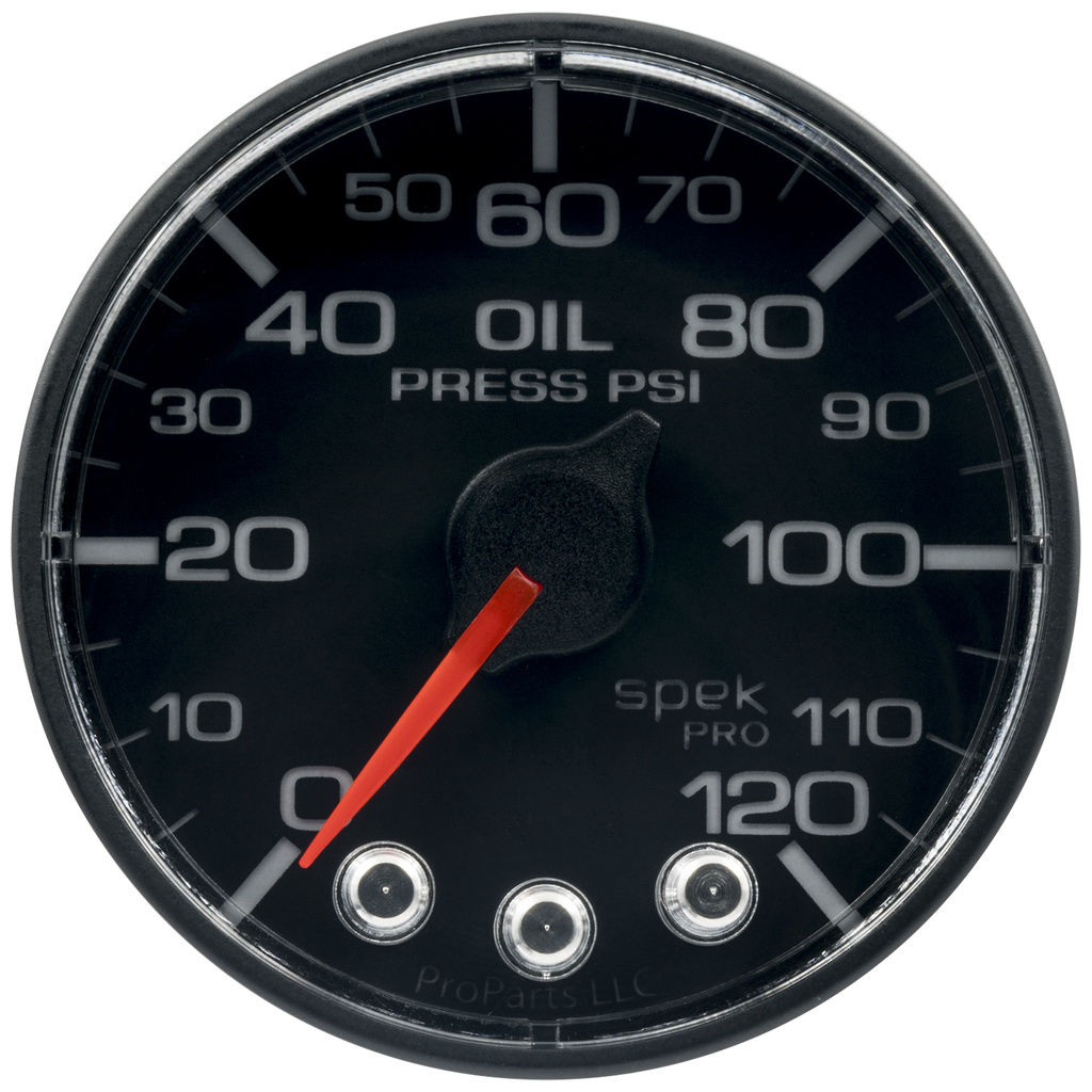 2-1/16" Oil Pressure, 0-120 Psi, Spek-Pro, Black/Black