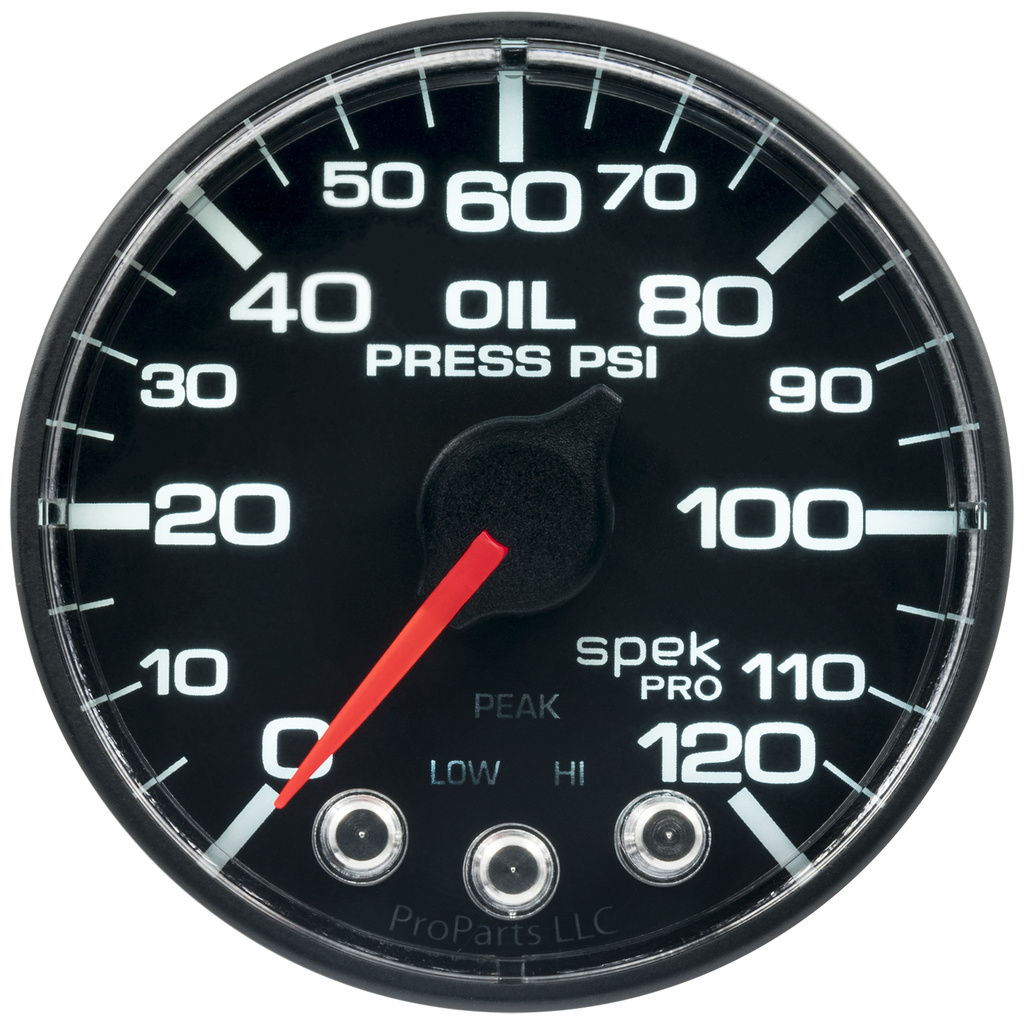 2-1/16" Oil Pressure, 0-120 Psi, Spek-Pro, Black/Black