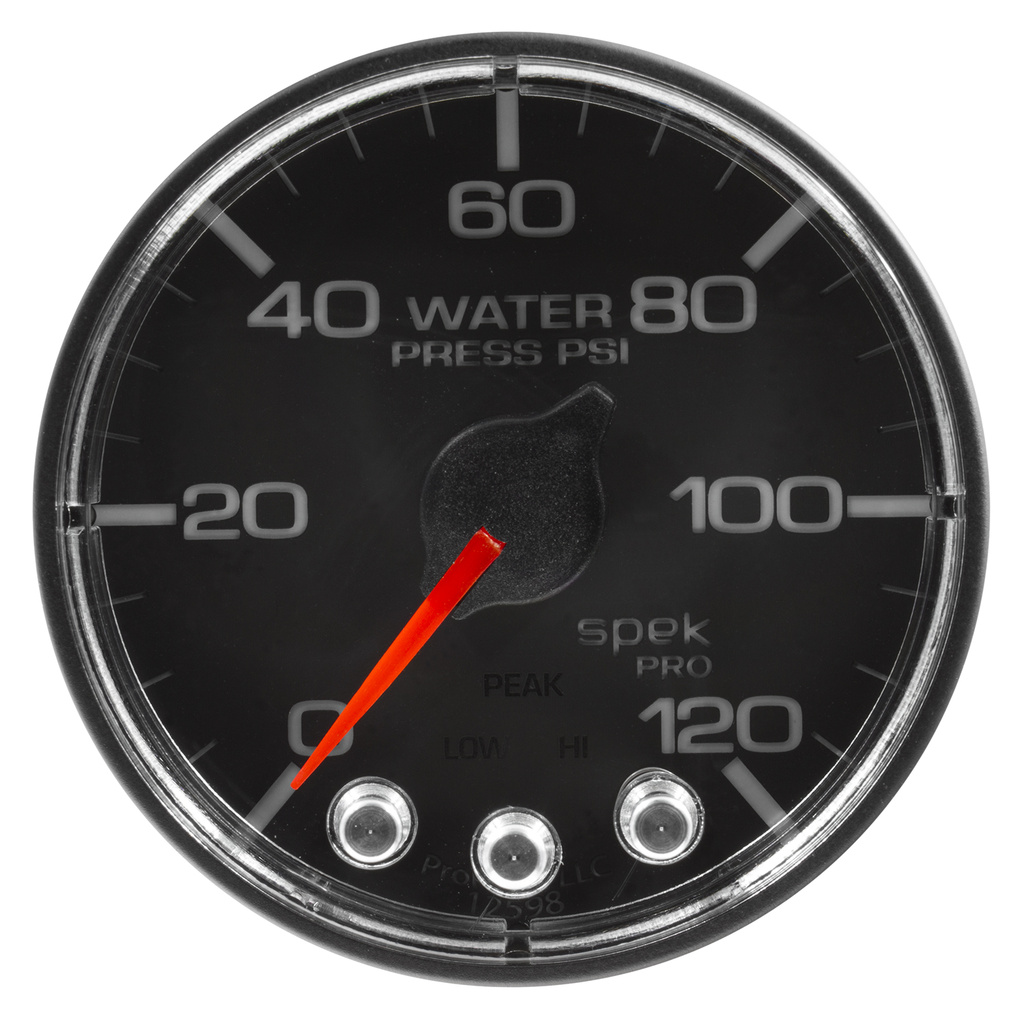 2-1/16" Water Pressure, 0-120 Psi, Spek-Pro, Black/Chrome