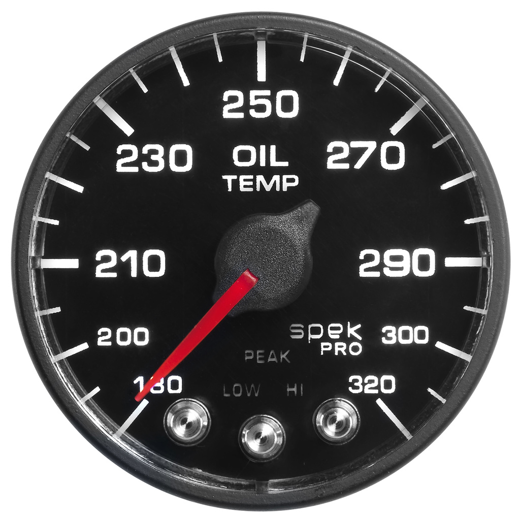 2-1/16" Oil Temperature, 180-320 °F, Spek-Pro, Black/Black, Ecu