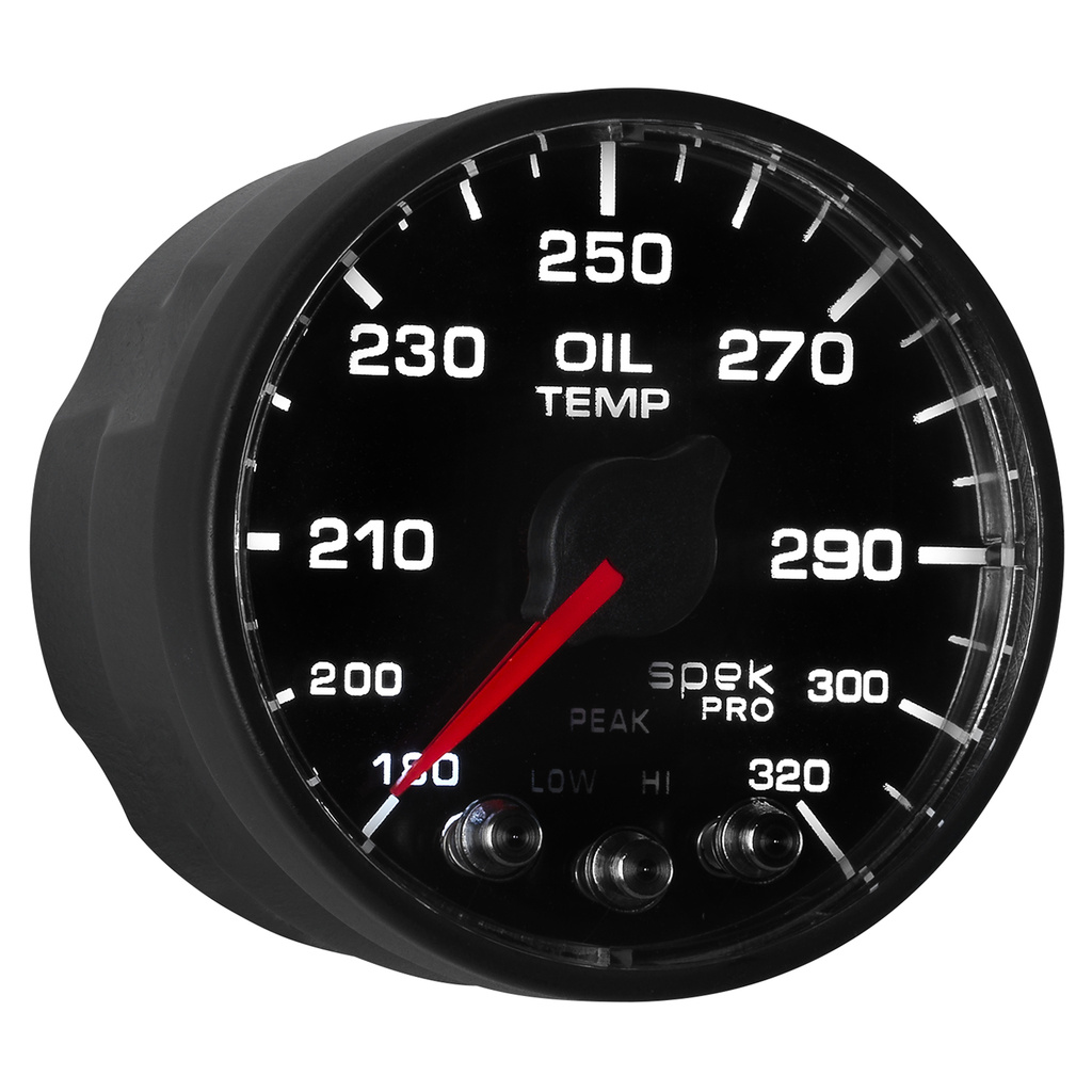 2-1/16" Oil Temperature, 180-320 °F, Spek-Pro, Black/Black, Ecu