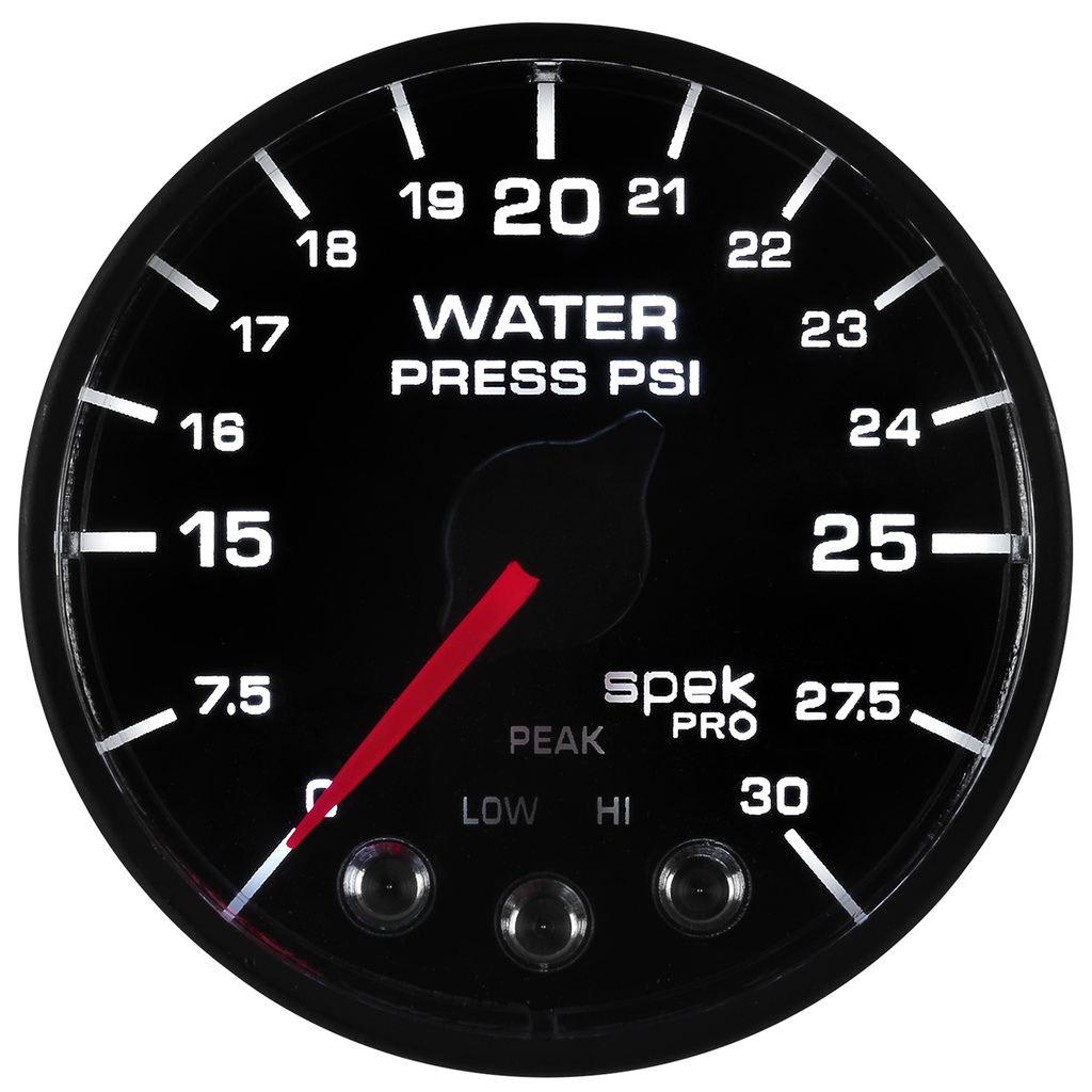 2-1/16" Water Pressure, 0-30 Psi, Spek-Pro, Black/Black, Ecu