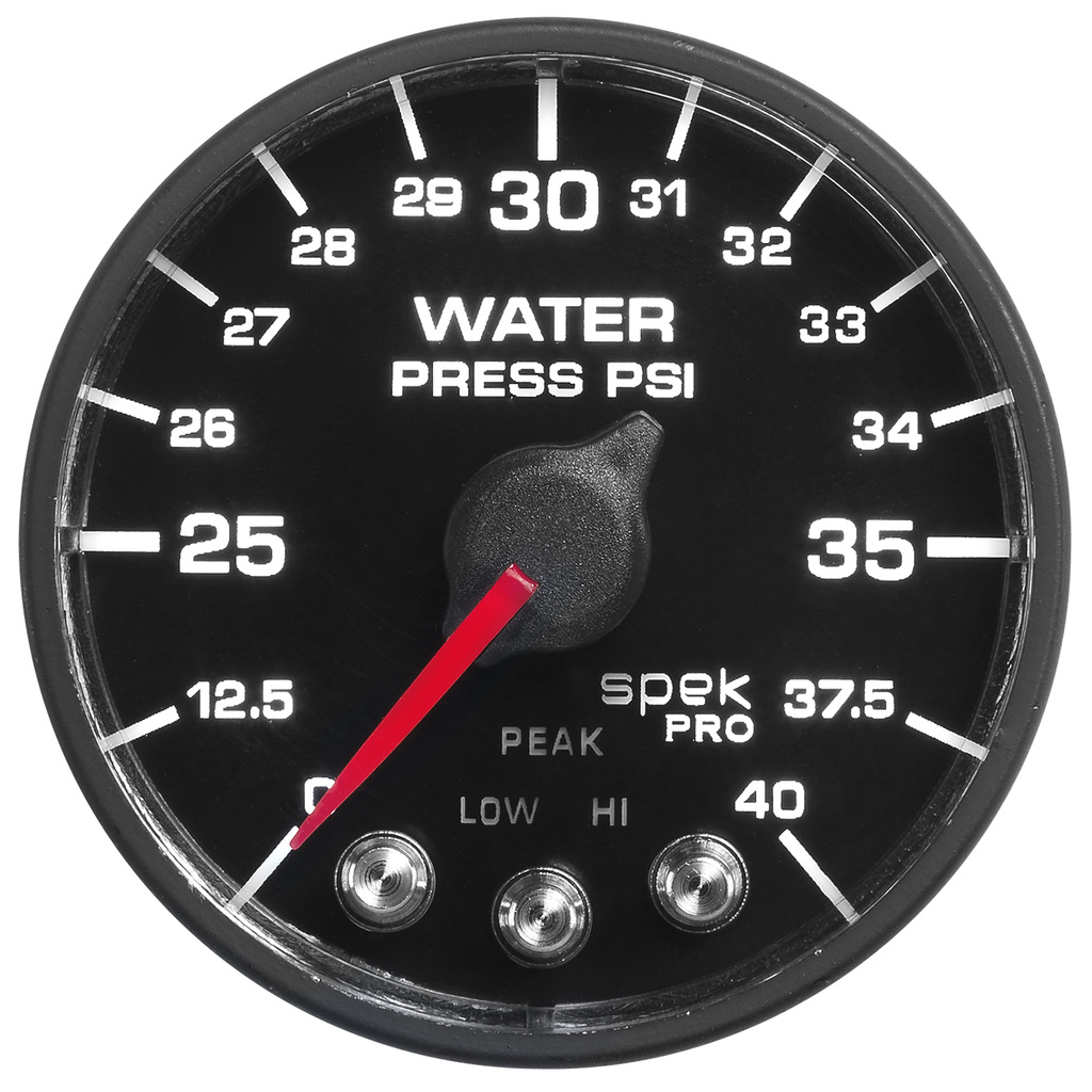 2-1/16" Water Pressure, 0-40 Psi, Spek-Pro, Black/Black, Ecu