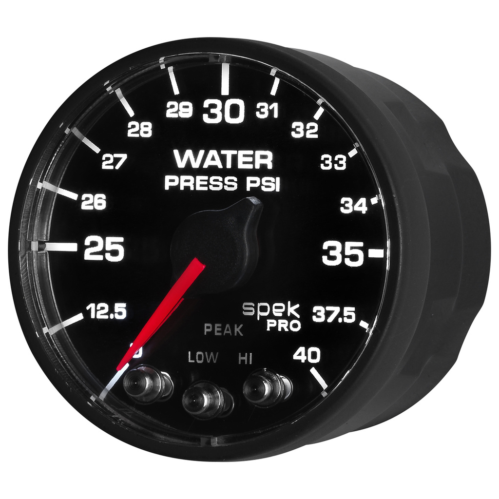 2-1/16" Water Pressure, 0-40 Psi, Spek-Pro, Black/Black, Ecu