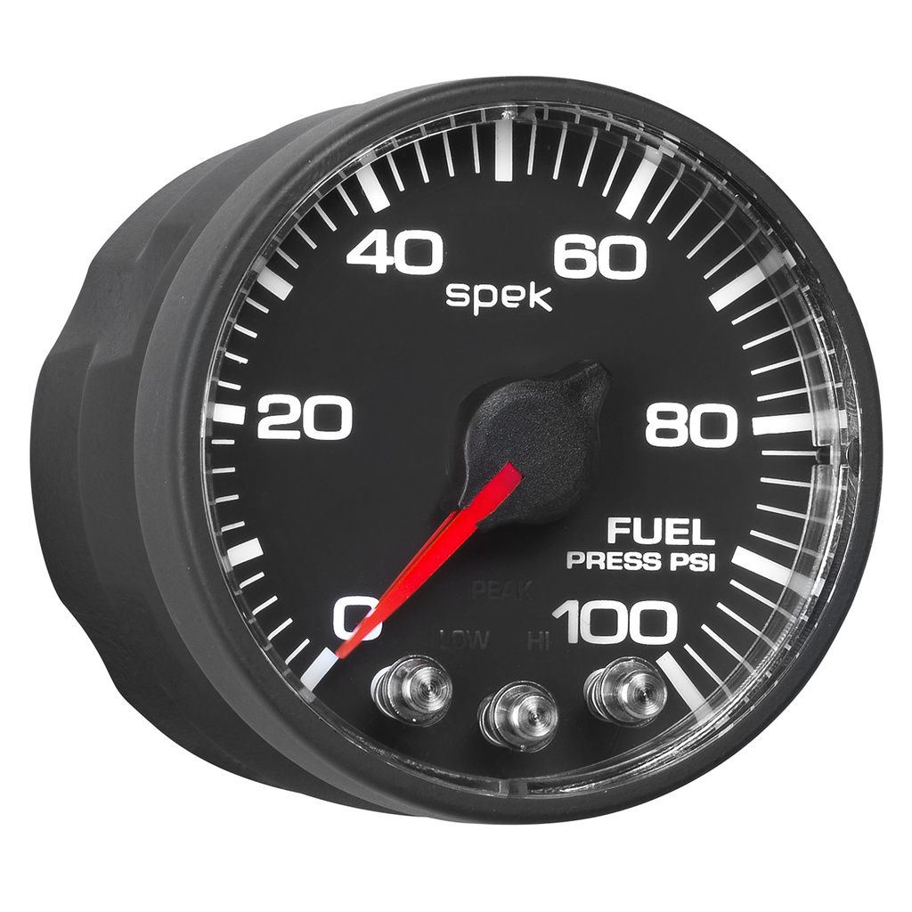 2-1/16" Fuel Pressure, 0-100 Psi, Spek-Pro, Black/Black, Ecu