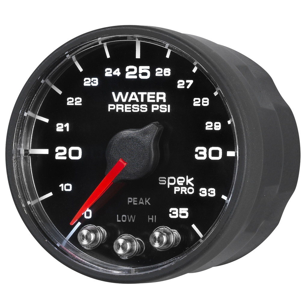 2-1/16" Water Pressure, 0-35 Psi, Spek-Pro, Black/Black, Ecu