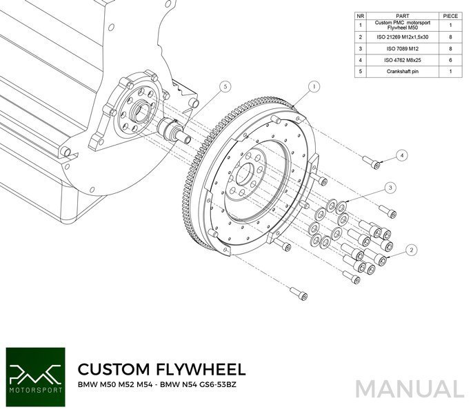 PMC Flywheel BMW M50 S50 M52 S52 M54 S54 - BMW N54 GS6-53BZ - 240mm 5700g/12,9lb