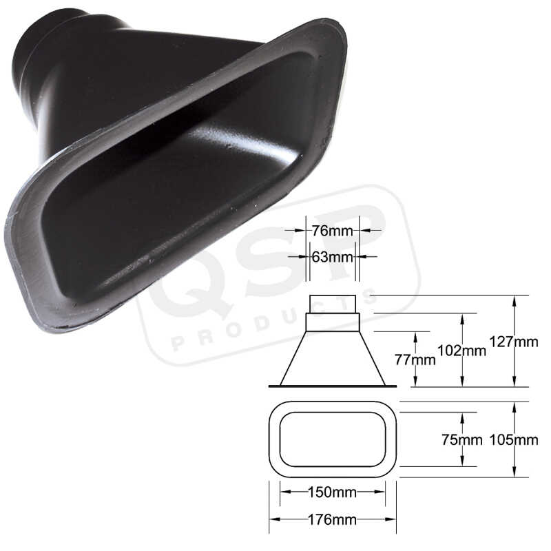 Inlet 63 + 76mm Noir
